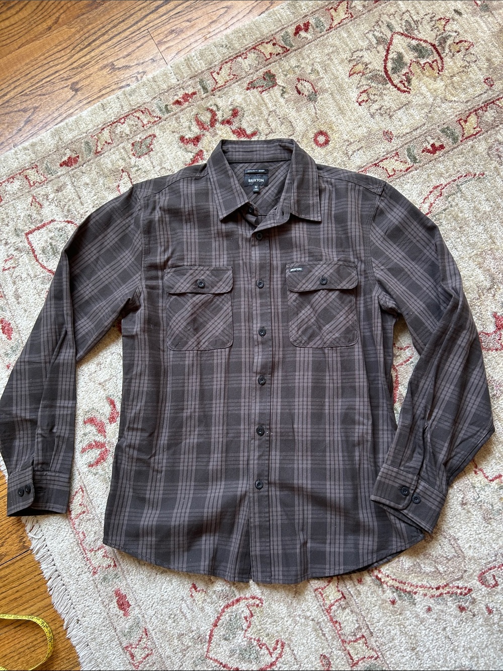 Brixton Brown Plaid Long-Sleeve Button-Up Shirt 100% Cotton
